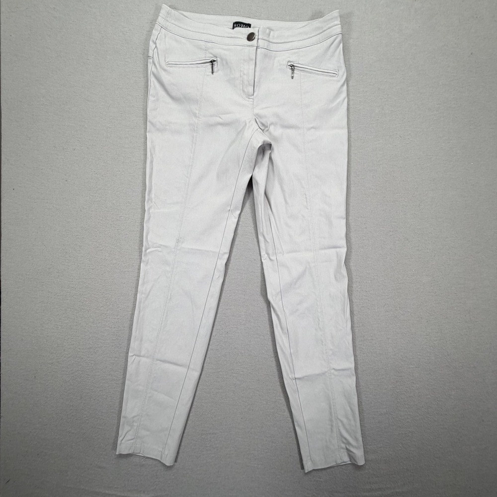 Soho Apparel Ltd Womens Pants Slim Gray Stretch Zipper Pockets 6